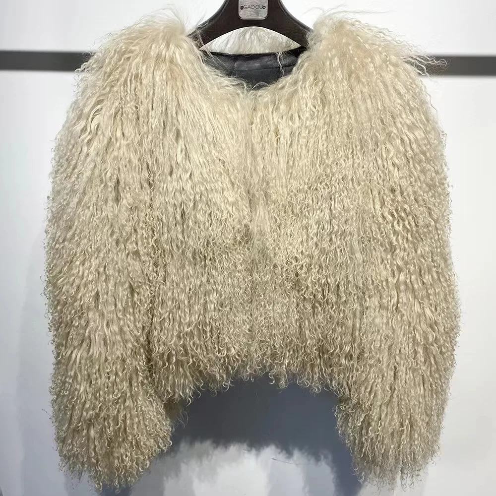 Fashion Design fur  Jacket  Real Mongolian Lamb Fur Coat  women  lamb fur  short coats