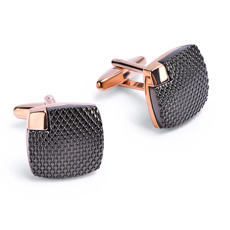 
High Quality Enamel Gold Silver Round Carving Pattern Retro Gold-Color Plated Cufflink 