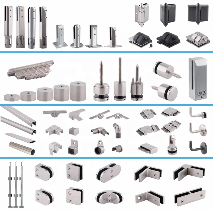 Round Square Silver Stainless Steel Clamp Bracket Supports Glass Clamps 6-12mm Thick