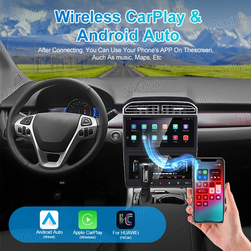 Автомагнитола Navihua Android с панелью климат-контроля двойной экран для Ford Edge 2011-2013 Carplay мультимедийный GPS