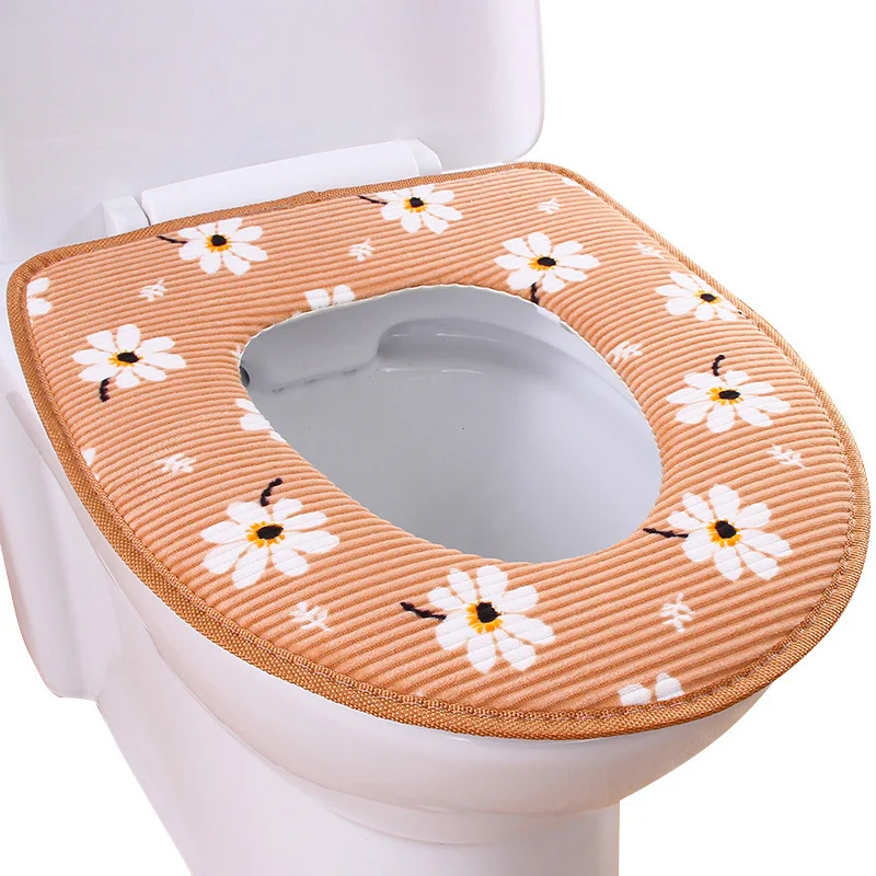 Wholesale High Quality Bathroom Warm Toilet Seat Cover Washable Acrylic Plush Paper Cushion Cover with Zipper for Household Use