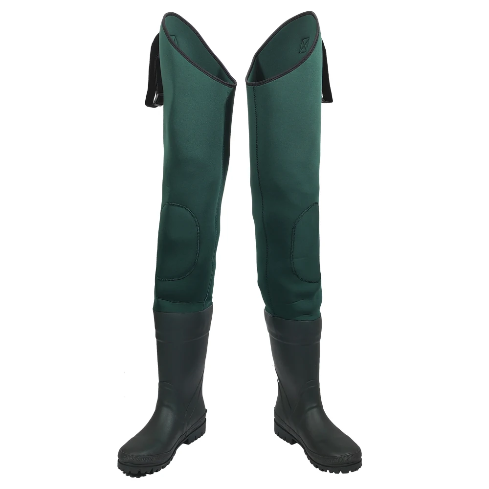 Customized  Professional Thigh High dark green waterproof pvc boots hunting door Lightweight fishing Neoprene 4.5mm Hip wader