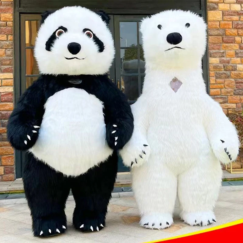 Hot sale inflatable walking mascot costume Funny Long plush Panda and Polar Bear cosplay costume