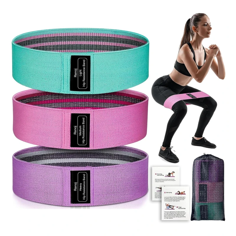 Custom Logo Print Latex Fabric Exercise Booty Hip Circle Set Glute Elastic Fitness Resistance Bands