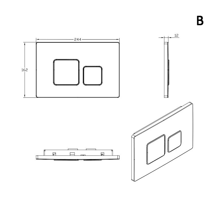 Wall Mount Actuator Flush Push Button Plate concealed cistern flush plate WC Chrome Flushing button