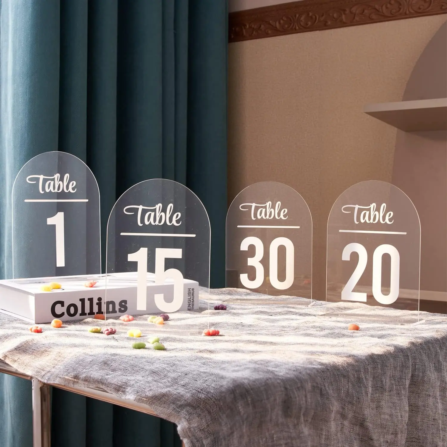 Custom Modern Wedding Decor Clear Acrylic Diy Table Numbers Display Stand Wedding Sign Holder