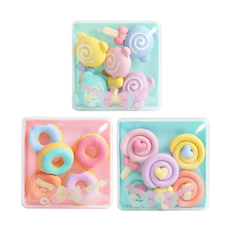 Cute Sweet Girls Donut Lollipop Shaped Eraser Rubber Pencil Eraser For Children Promotional Stationery Reward Erasers