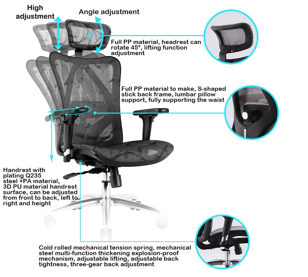 Sihoo M57 Office High Quality Executive Small Comfortable Mesh Office Chair Ergonomic Office Chair