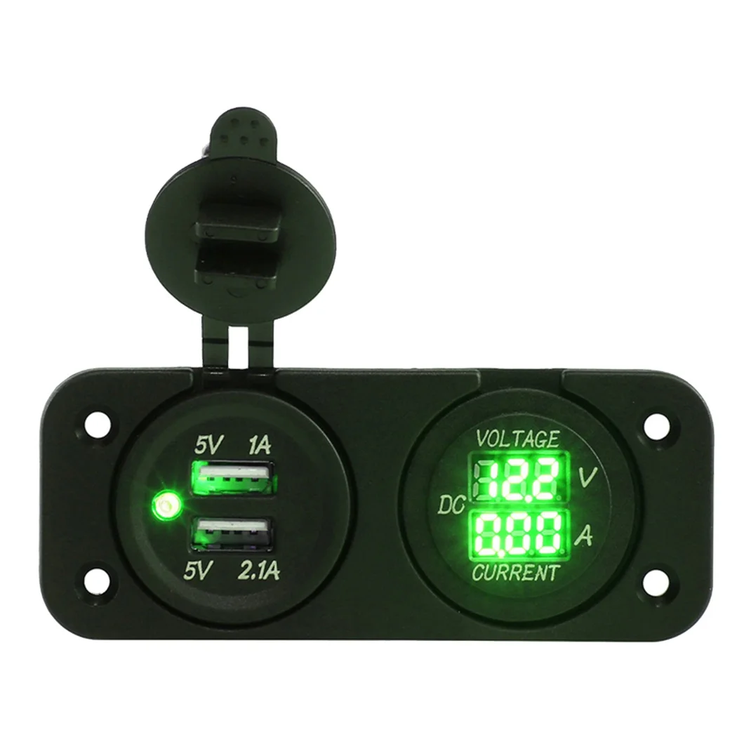 WELFNOBL high-quality 5V 3.1A original multi-color LED new wireless voltmeter 12V dual USB port car charger socket