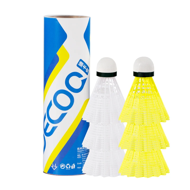 Hot Sale Professional Competition Resistant Yellow Badminton Shuttlecocks 6Pcs Leisure Outdoor Play Training Pack Made High