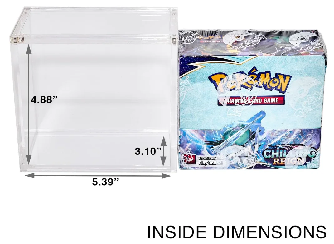 Hot Selling Transparent Stackable Acrylic Pokemoned Tcg Box Booster Display Protector With Magnetic Lid