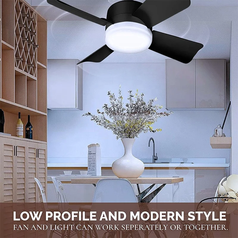 Socket Fan Light Original Black Ceiling Fans with Lights and Remote for Bedroom from BBT