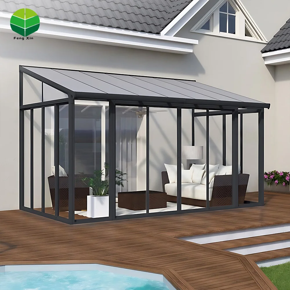 New zealand motorized aluminium winter garden 10X12 square meter feet windows sunroom glass houses