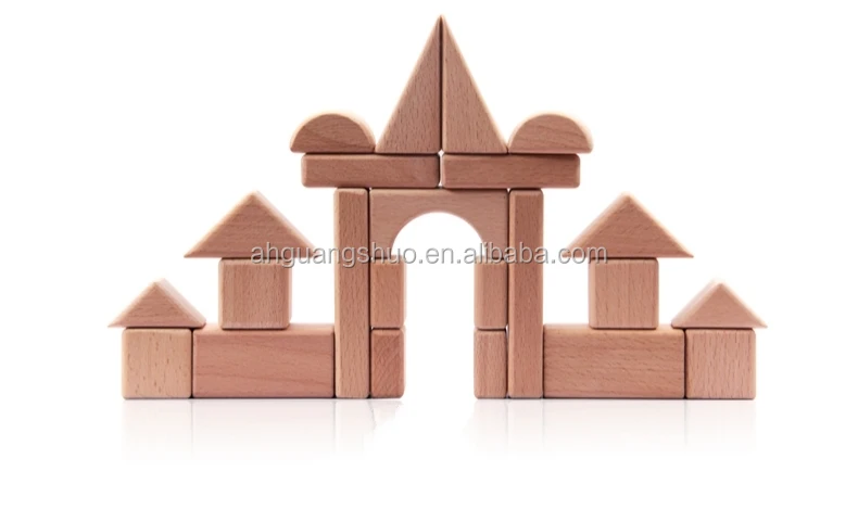 Natural wooden building blocks for children, formaldehyde free