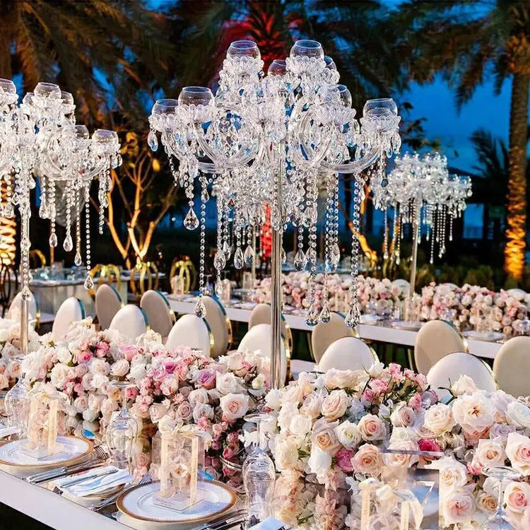 New Wholesale 15 Arms Large Tall Gold Candelabra Centerpiece For Wedding