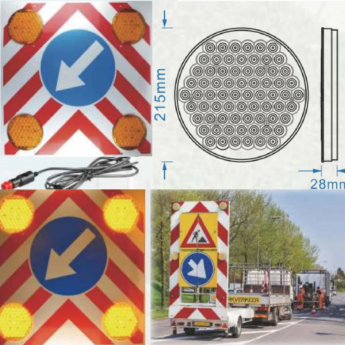 Amber Round Heavy Truck Engineering Vehicles Traffic Safety Warning Indicator Lights