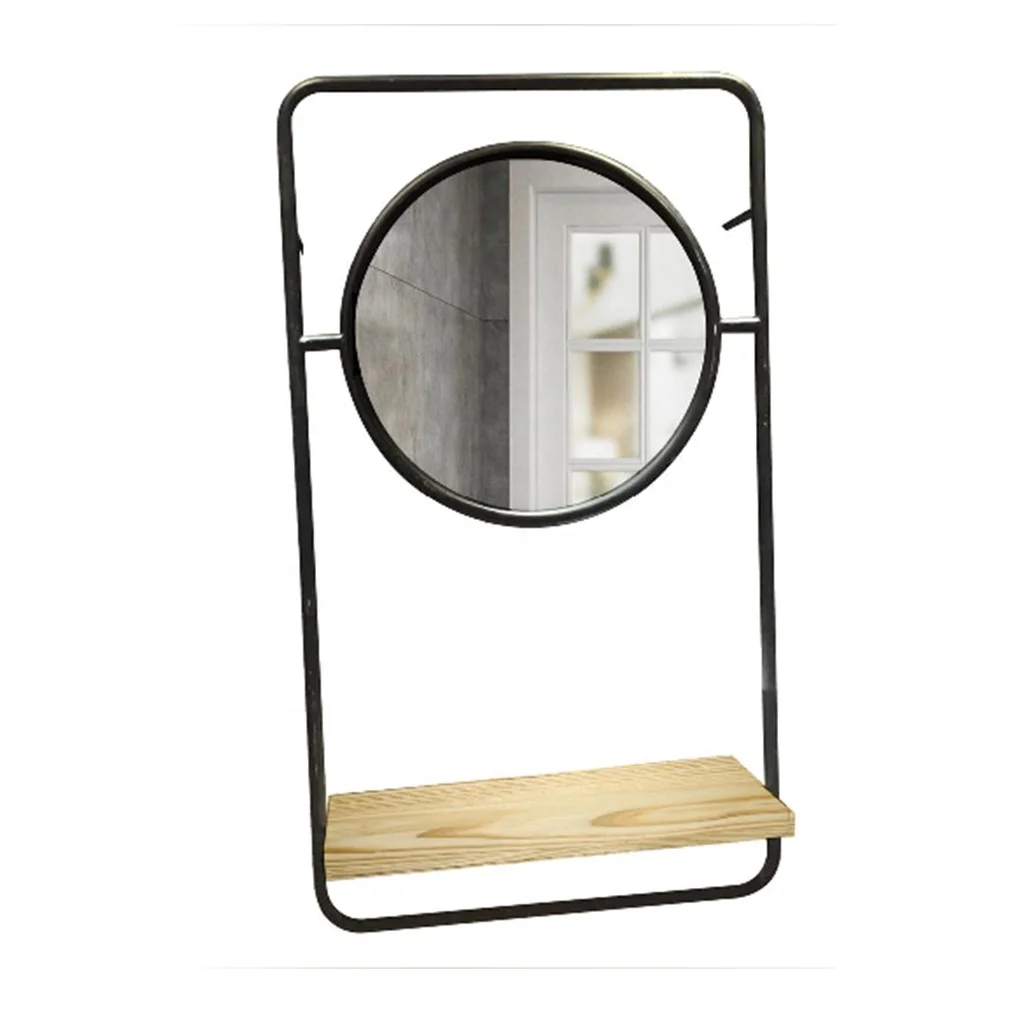New design metal +wood hanging mirror
