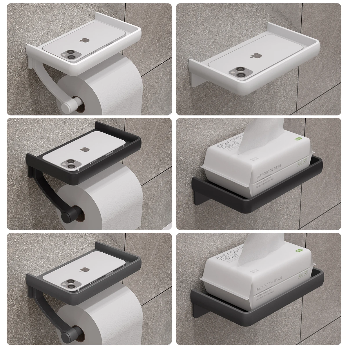 Aluminium Toilet Paper Holder with Shelf Toilet Paper Roll Holder wall mount tissue paper towel holder for bathroom toilet
