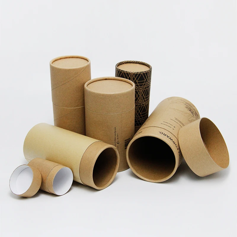 Biodegradable Tube Packaging Cylinder Paper Tube Bottle Tea Packaging Paper Cosmetic Container Kraft Cardboard Tube Box For Food