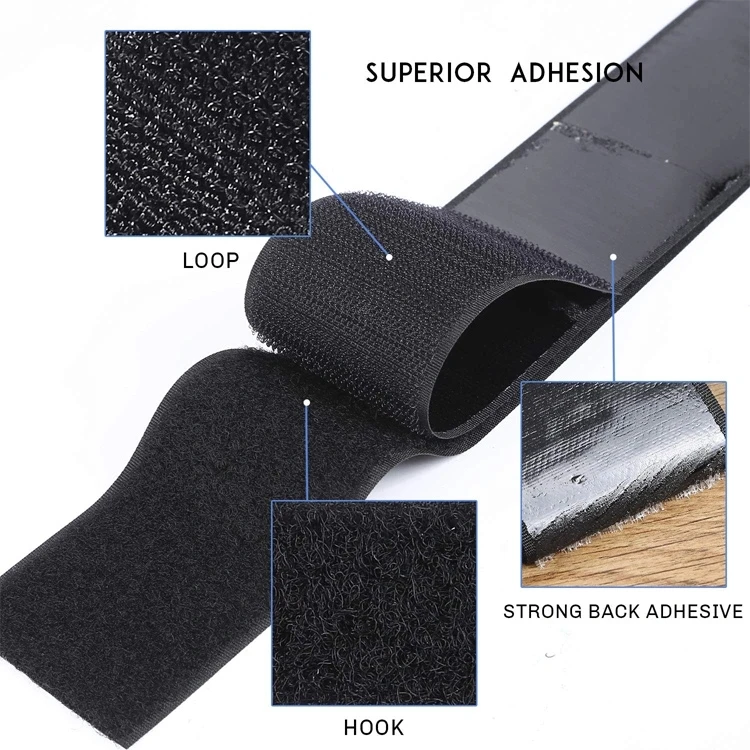 Multi-function Custom Strong Back Hot Melt Self-adhesive Velcroes Klettband Adhesivo Tape Nylon Hook & Loop Rolls