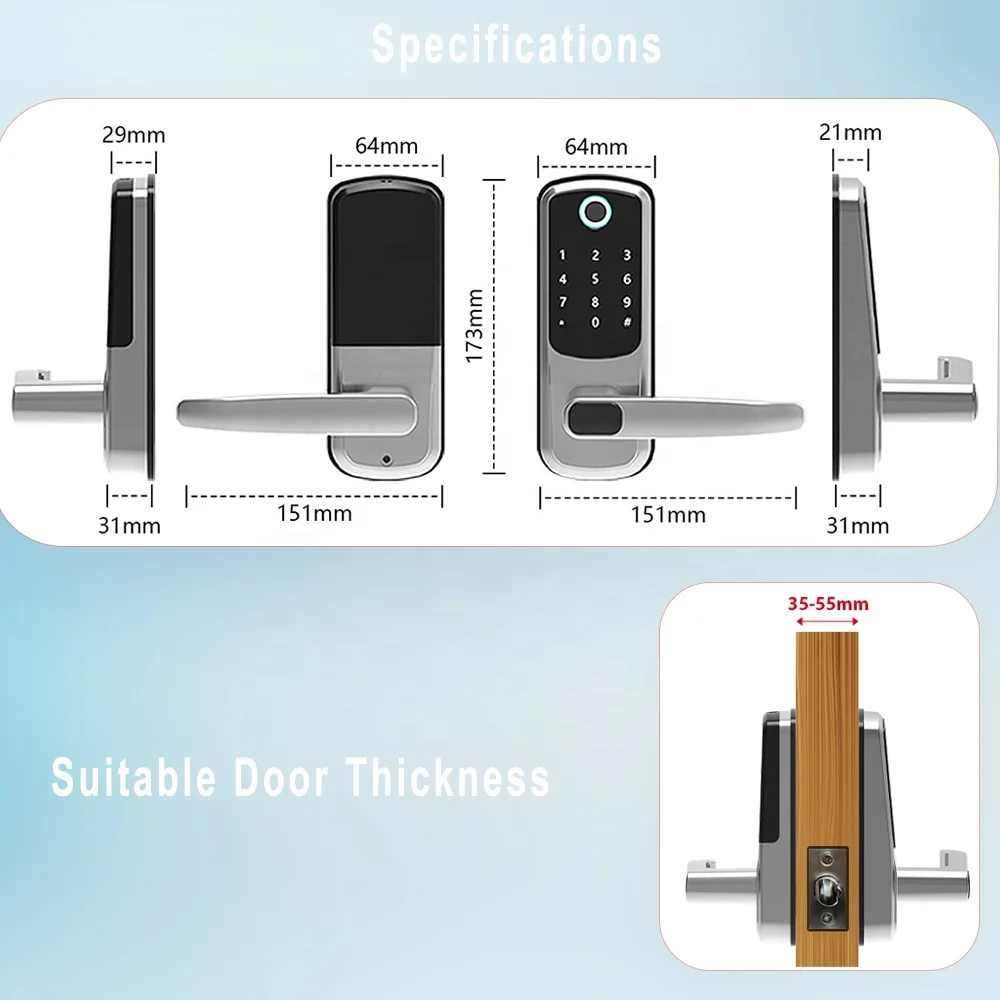 Smart Keyless Lock WIFI Password Tuya APP Fingerprint 5 In 1 Unlock Digital Electronic Door Lock