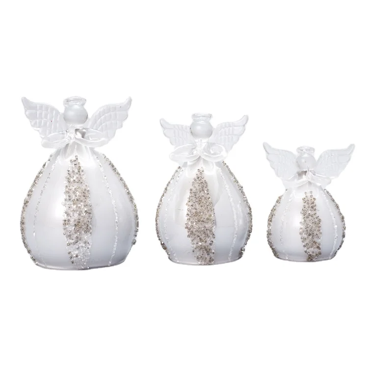 Light Up Christmas Ornament Glass Angel with LED Light