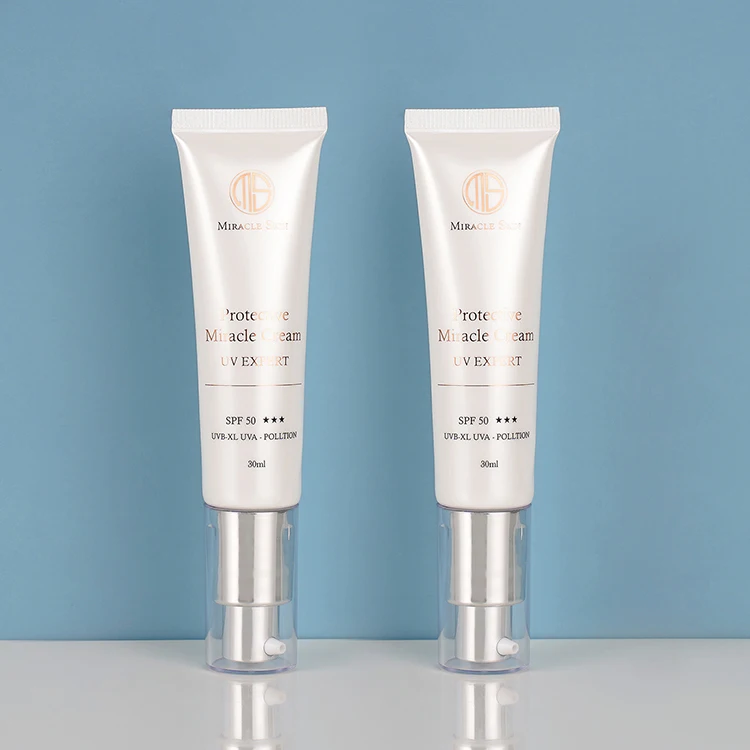 HUASSIN изготовленный на заказ 30 мл грунтовка для макияжа диаметр 25 мм алюминиевый насос поверх колпачка косметическая упаковка пластиковая ПЭ безвоздушная насосная трубка