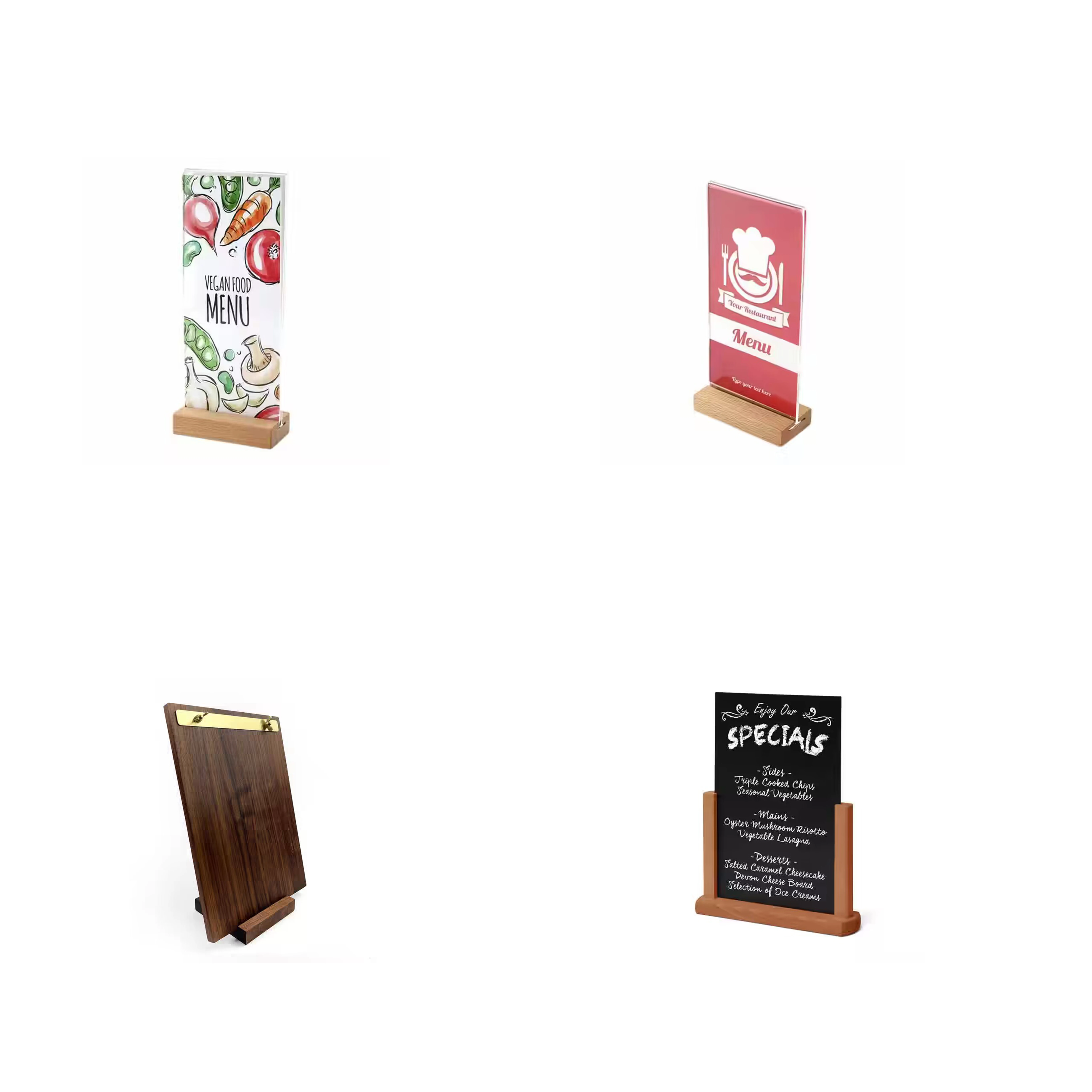 Factory Direct Price Freestanding Wooden table Talker Stand T Shape Menu Holder with Chalk Board for A1-A5 customized size