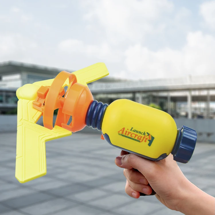 2021 New Design Aircraft Launch Toy Glowing Continuous Flying Launch Toys Gun for Kids