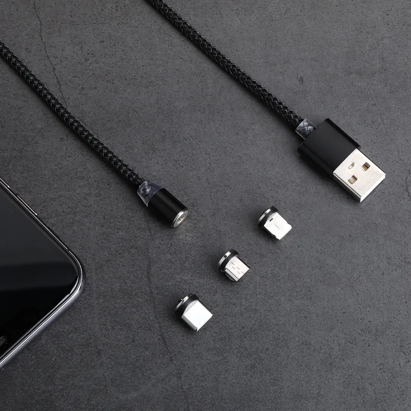 Wholesale customized 2.4a Mobile Phone data led charging  c micro 8pin usb charger cable 3 in 1 magnetic usb cable
