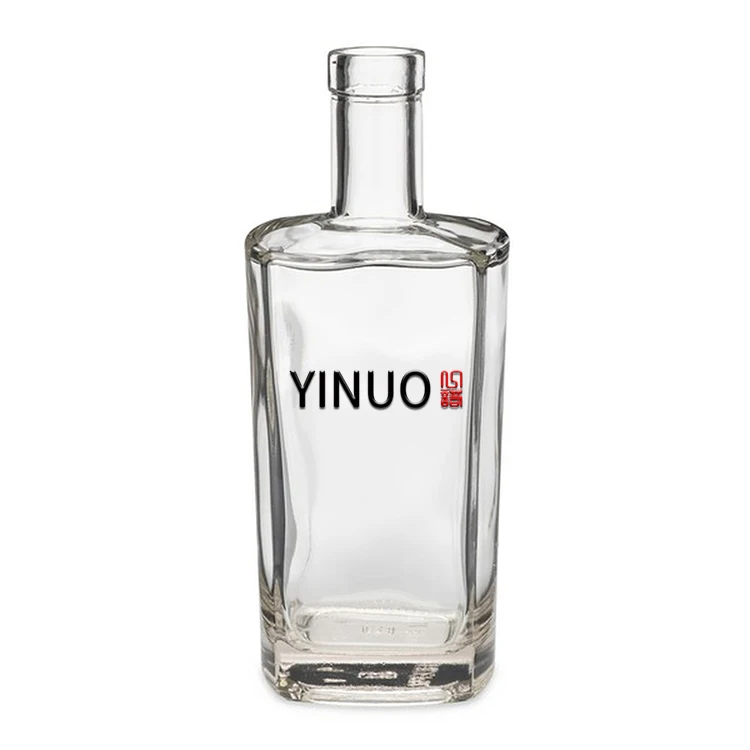 Square Glass Liquor Bottles 700ml Customize Glass Unique Shape Liquor Bottles