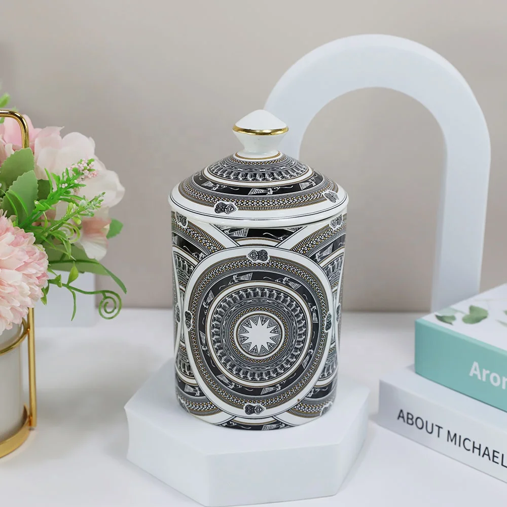 Synwish Wholesale Ceramic Candle Vessels Candle Holders Home Decoration Empty Candle Cup With Lid
