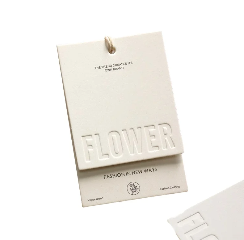 Eco-friendly Embossed Hang Tags for Garments Custom Kraft Garment tags with String for Clothing