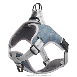 Dog Harness No Pull Reflective Vest with 2 Metal Leash Hooks Adjustable Soft Padded Pet for Small Medium