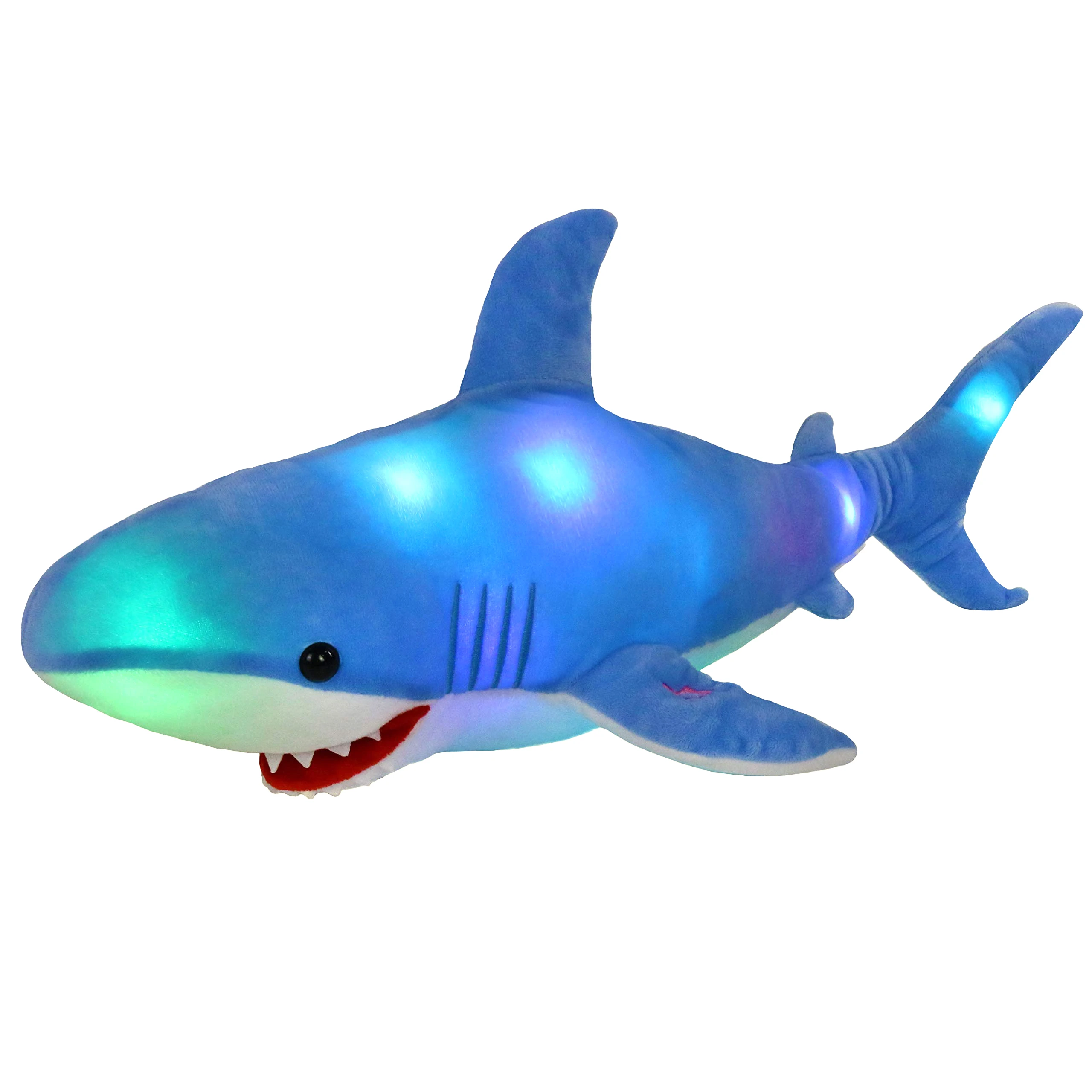 Glowing LED Musical Blue Stuffed Shark Toy Soft Singing Light Up Stuffed Animal Home Decor Birthday Gift for Kids baby Child