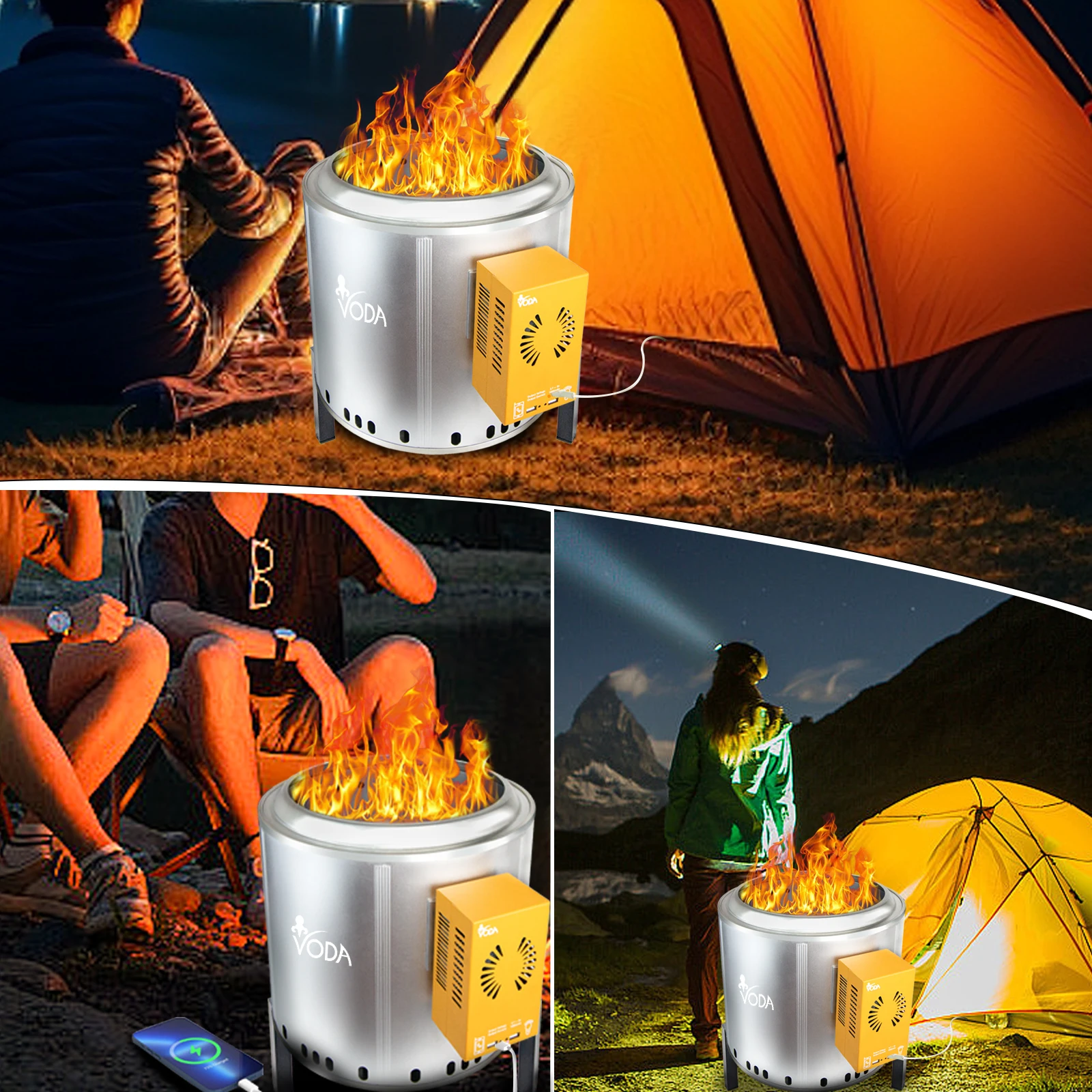 Portable Heat Powered Generator Camping Outdoor Barbecue Light Emergency Power Supply