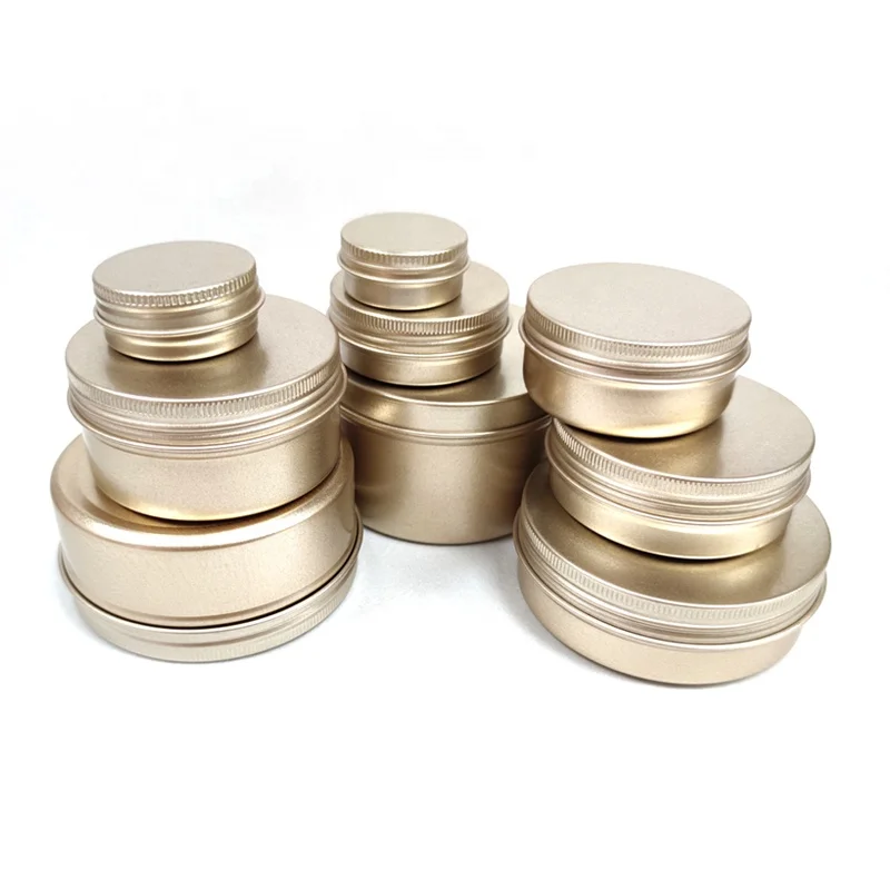 wholesale 2oz 4oz 6oz 8oz empty round matte gold cream candle tin aluminum packaging containers