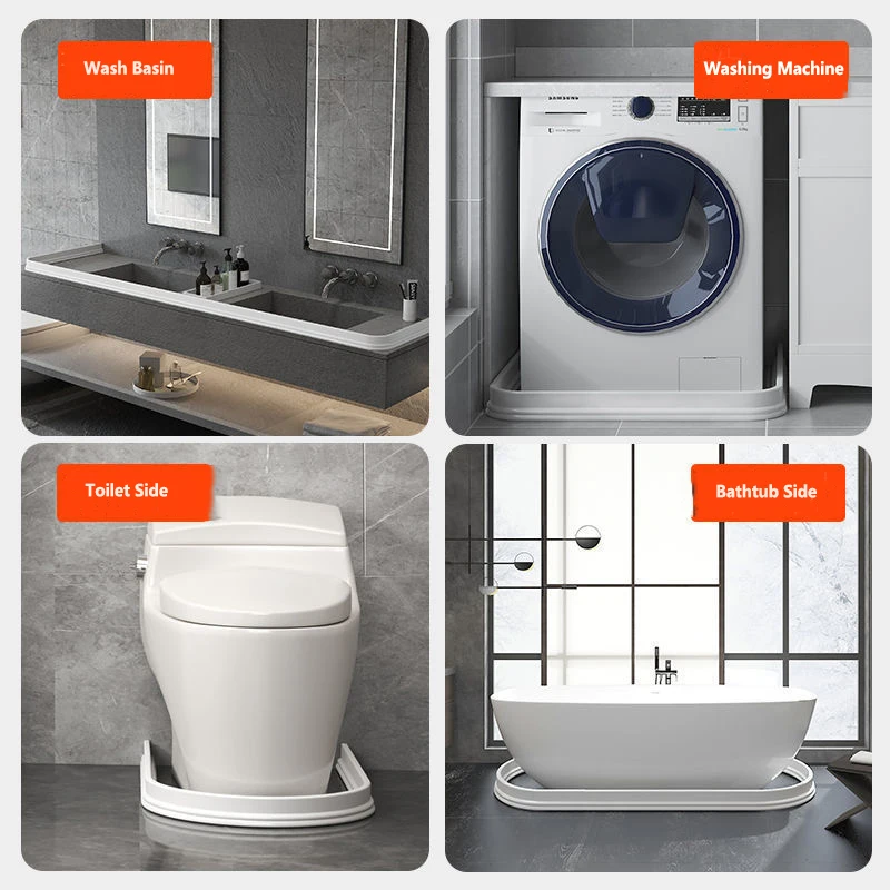 Bathroom Kitchen Silicone Shower Water Barrier Threshold Water Dam Retention System Floor Water Stopper Strip