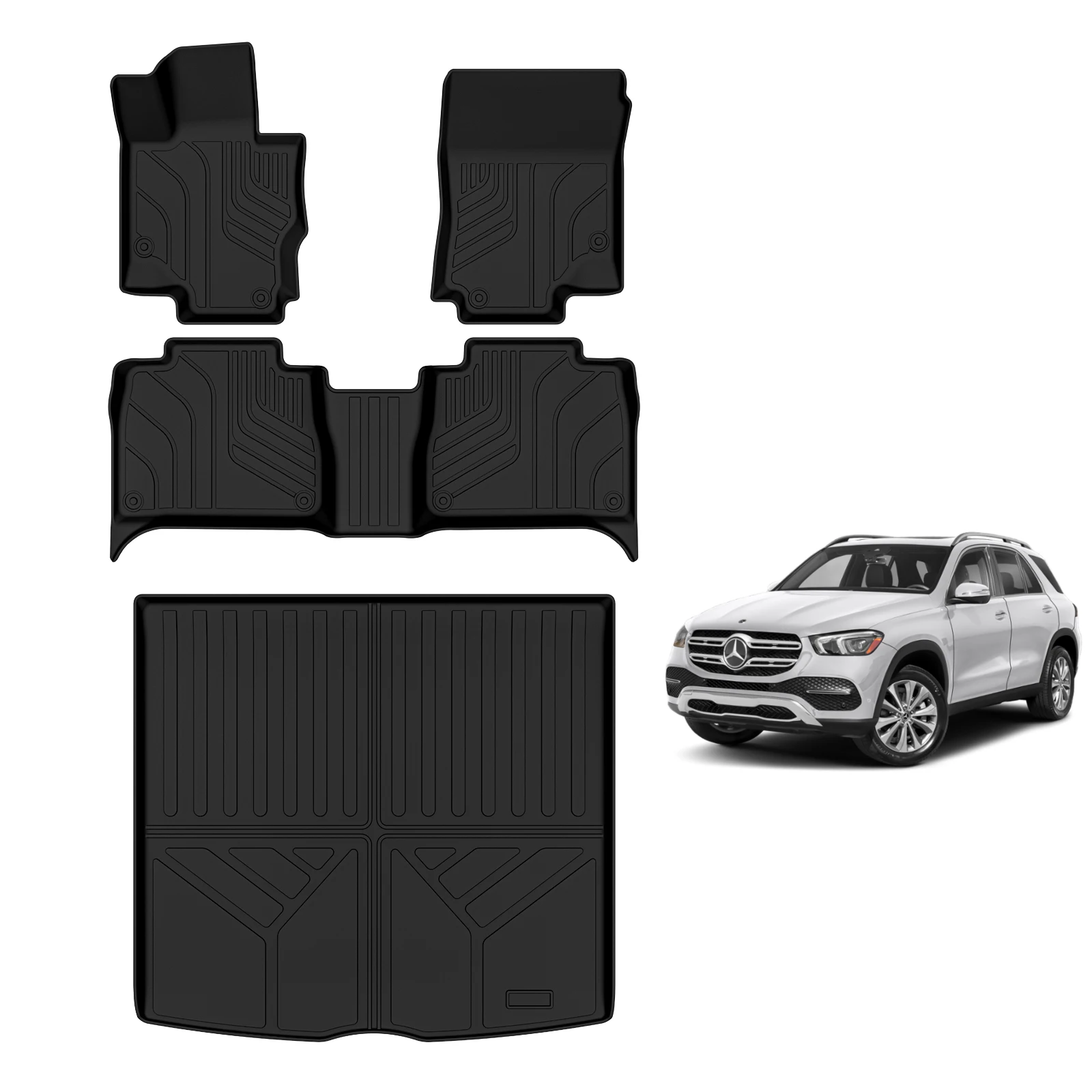 All weather Waterproof 3D TPE Car Floor Mats Anti Slip Custom Fit Liner Trunk Mats For Mercedes Benz GLE Car Mats