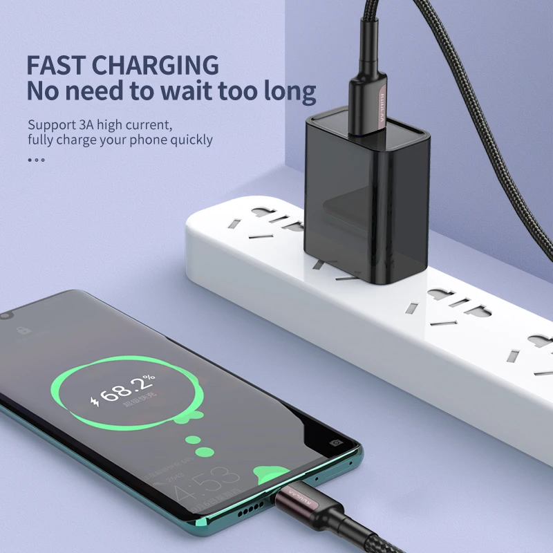 Kuulaa Cheap Super Flexible 1M 2M Durable Braided Date Cable Quick Charge 3A Mobile Micro Usb Cable For Android Cell Phones