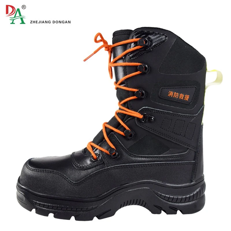 DA OEM China factory Fire Resistant Fire rescue Anti Puncture firefighter leather boots