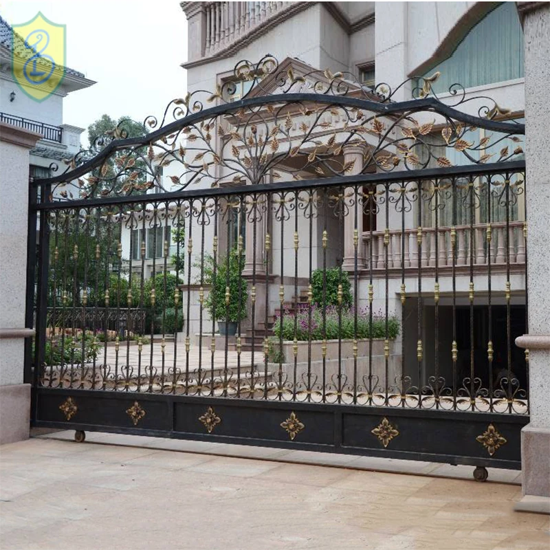 Main latest double door  iron gate picture designs wood steel garden driveway entrance gate