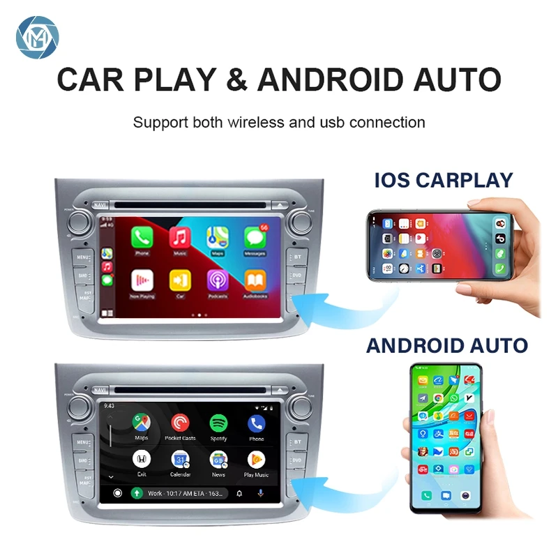 7 inch TPMS DAB DSP IPS Android  wireless CarPlay 4G car dvd player for Alfa Romeo Mito