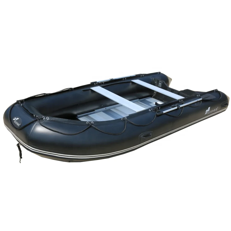 Aluminum Floor Folding Boat Fishing Inflatable Boat 1.2mm PVC Rescue Kayak Rowing Canoe with Free Accessories