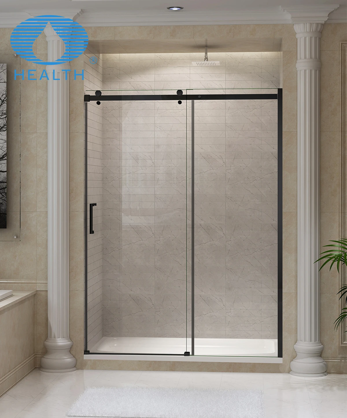 glass standing caravan bathroom shower sliding door roller hinges