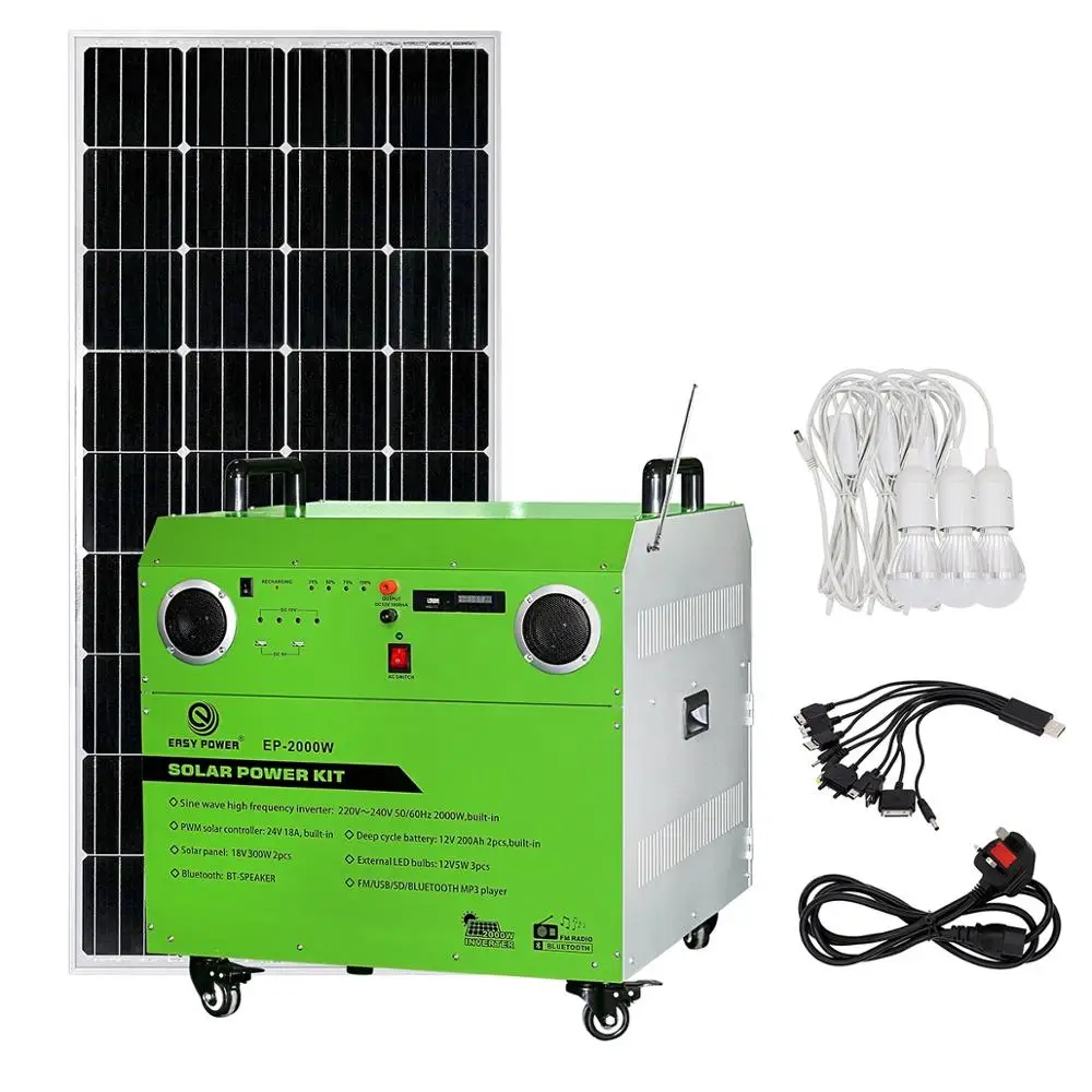 portable power bank station for home laptop application 12V 200AH Lead Acid battery solar power system with solar panel