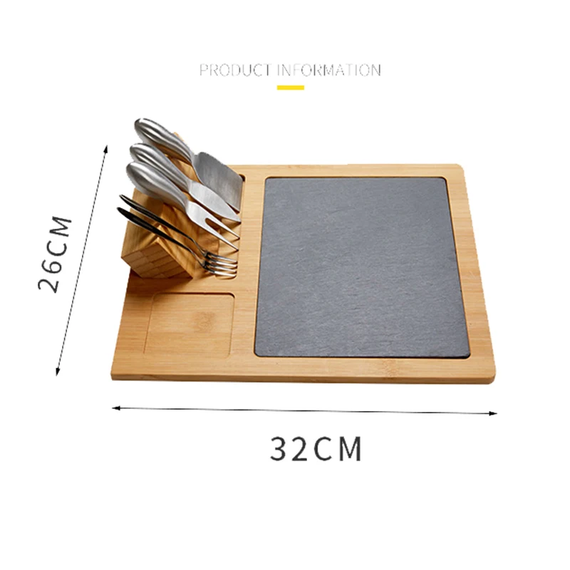 European-style Tableware Steak Bread Pizza Plate Bamboo Mini Slate Cheese Board
