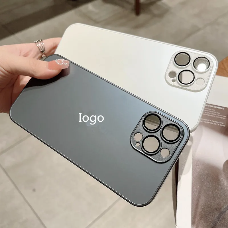 For ip14 pro max High Quality AG Glass Case with Camera Film Candy Color Silicone Glass Cases