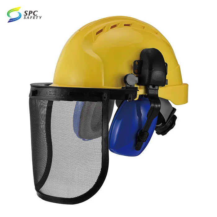 Arborist safety gear protective equipment mesh visor hard hat kit forestry Chainsaw safety helmet with face shield and ear muff