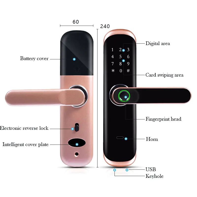 Huaruilock WiFi Smart Lock Keyless  Password Lock Pin Code  Electronic Lock With App for Airbnb and Apartment